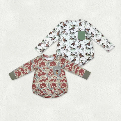 Sibling Baby Boys Long Sleeve Pockets Ducks Deer Hunting Camo Rompers C12.6