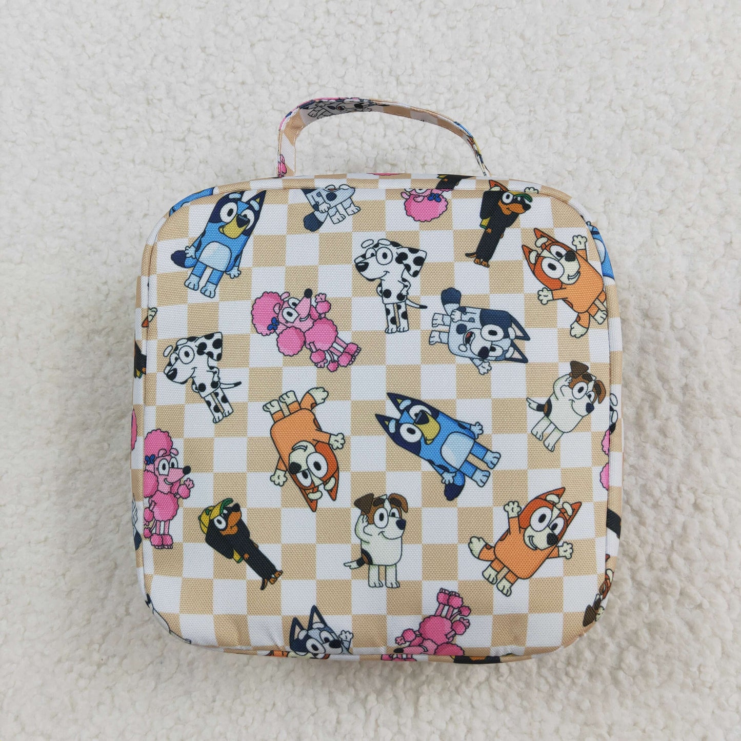 BA0250 Cartoon dog plaid lunch box bag