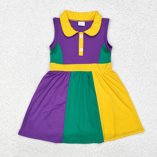 GSD1434 Baby Girls Purple Mardi Gras Active Wear Knee Length Dress