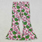 P0483 Christmas Girl Snowflake pink plaid denim pants