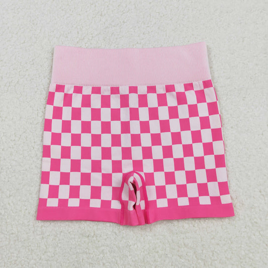SS0645 Adult Women Pink Checkered Knitted Yoga Bottoms C9.1