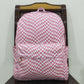 BA0245 Baby Kids Girls Pink Checkered Backpack Zip Back Bag