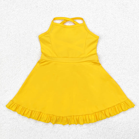 S0455 Baby Girls Yellow Athletic Active Wear Knee Length Dress