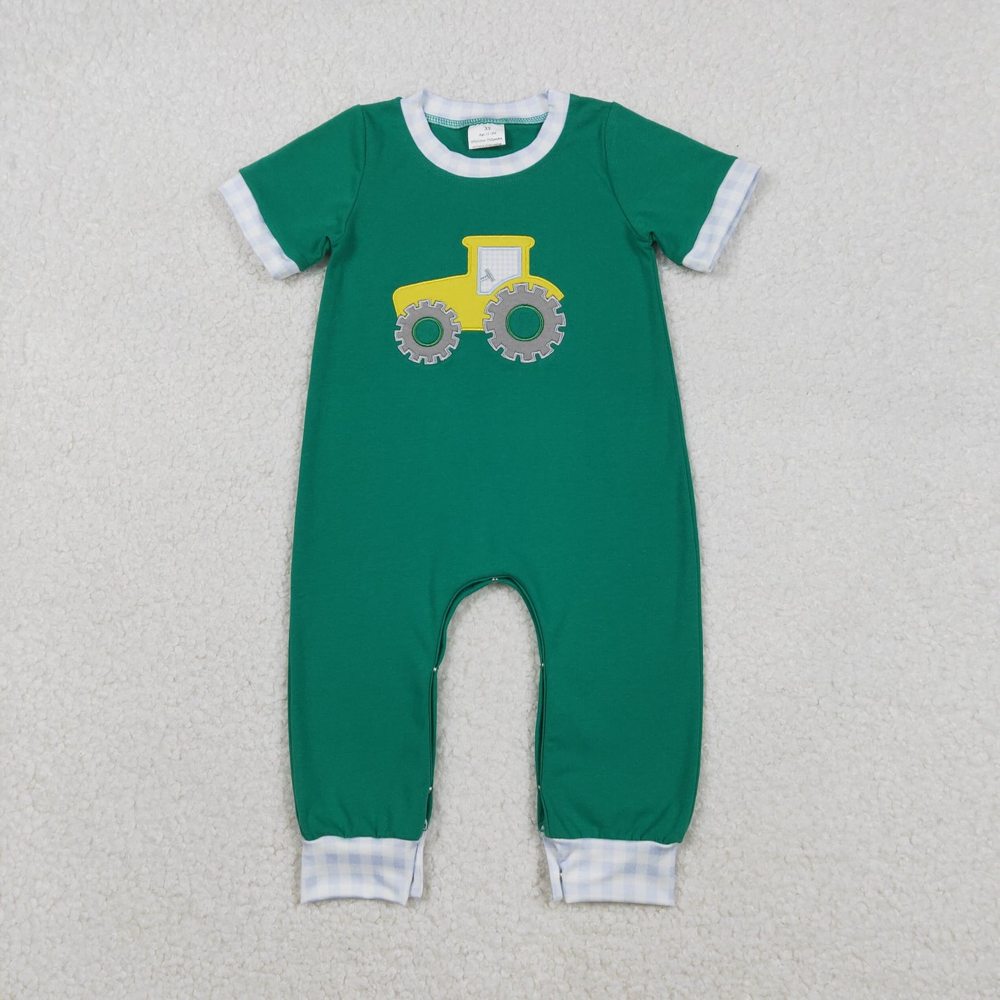 SR3332 Embroidery Baby Boys Golf Truck Footie Romper C12.1