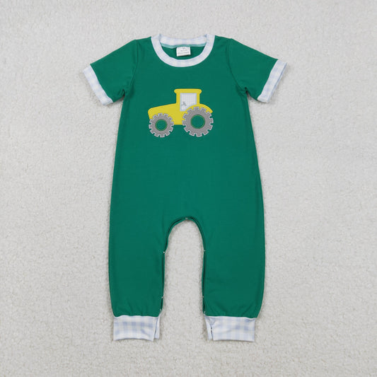 SR3332 Embroidery Baby Boys Golf Truck Footie Romper C12.1