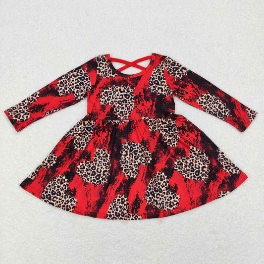 GLD0490 Leopard print love red long-sleeved dress