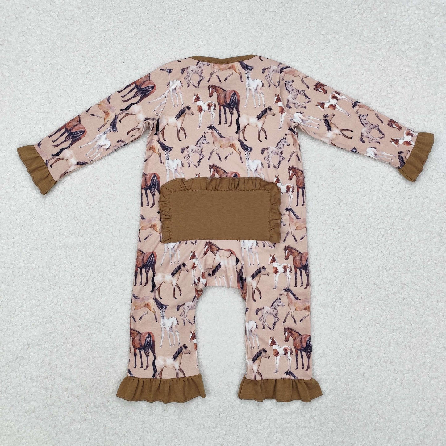 LR1771 Baby Infant Girls Horse Rodeo Western Zip Romper