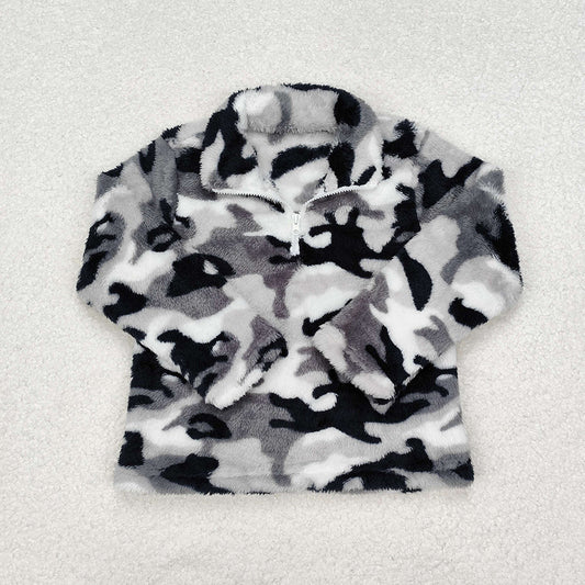 Sibling Brother Baby Boys Fall Camouflage Zip Pullovers Tee Tops