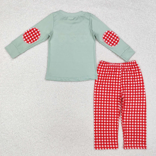 BLP0774 Baby Boys Christmas Santa Top Red Checkered Pants Outfits Set