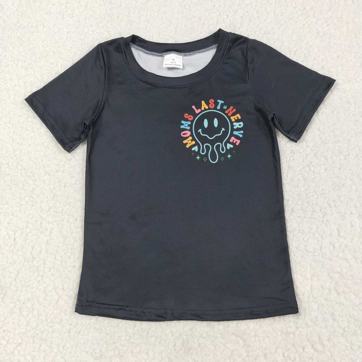 GT1026 Baby Boys Black Smiles On My Moms Last Nerve Tee Shirts Top 7.21