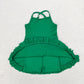 S0444 Solid green tracksuit swimsuit dress