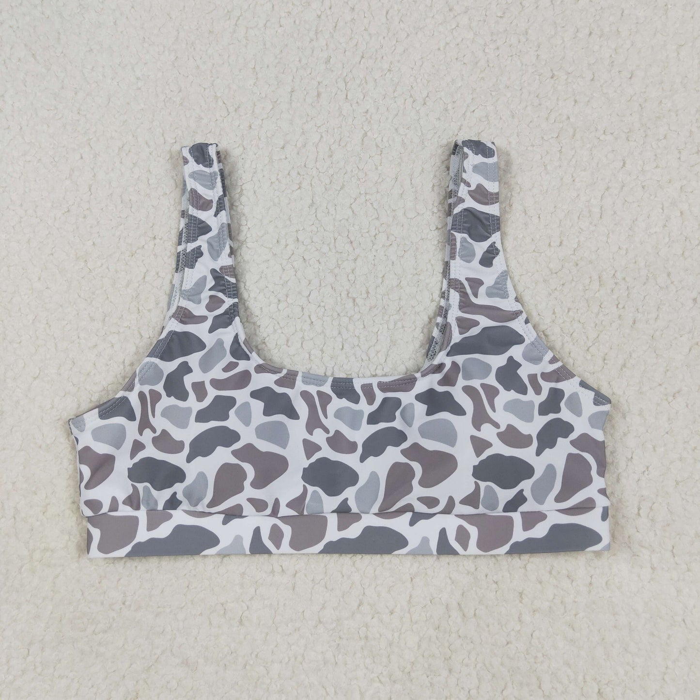 S0556 Adult Women Light Grey Camo Bra Swim Top 6.11