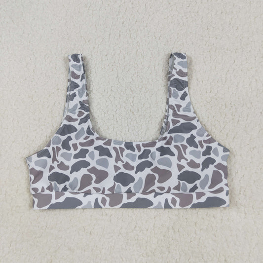S0556 Adult Women Light Grey Camo Bra Swim Top 6.11