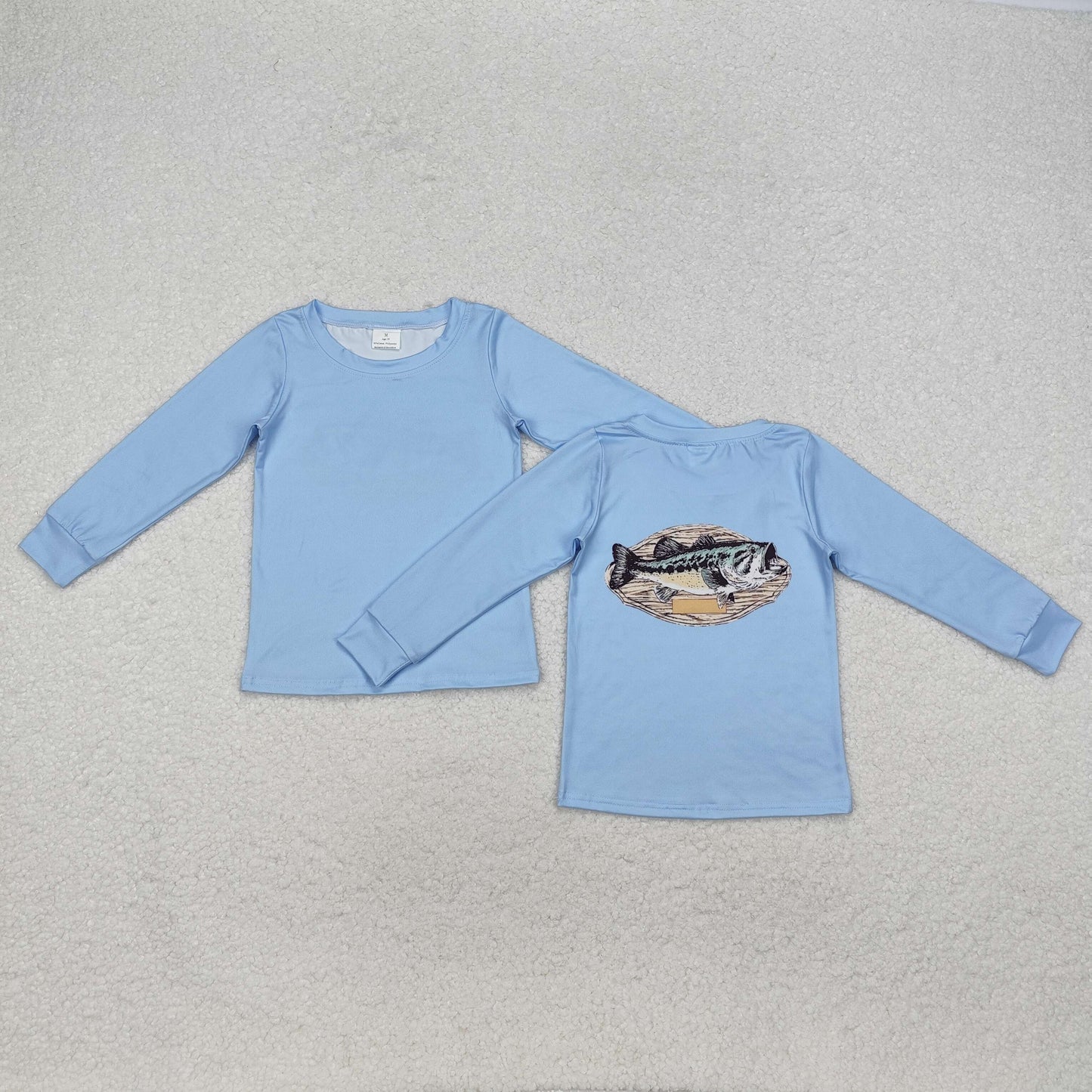 BT0952 Baby Boys Blue Fishing Long Sleeve Tee Shirts Tops