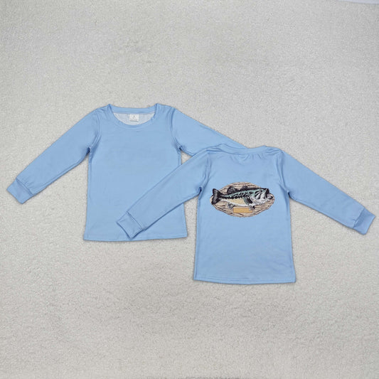 BT0952 Baby Boys Blue Fishing Long Sleeve Tee Shirts Tops