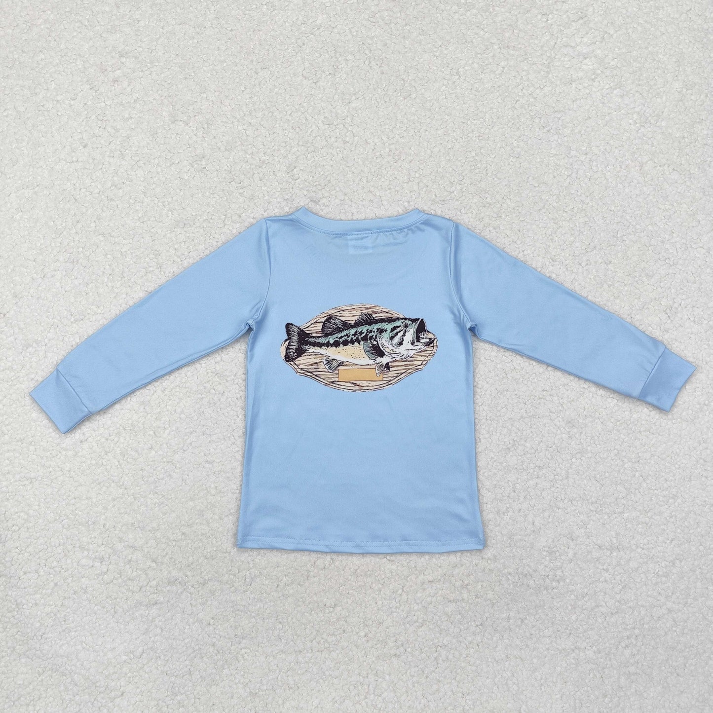 BT0952 Baby Boys Blue Fishing Long Sleeve Tee Shirts Tops