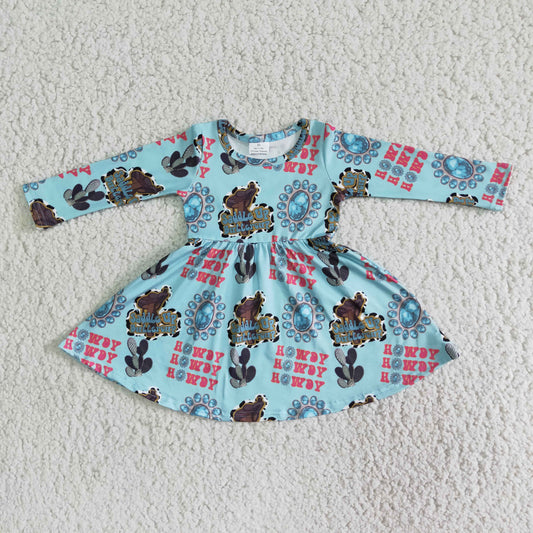 6 B13-9 Girls Western Cactus Turquoise Dress