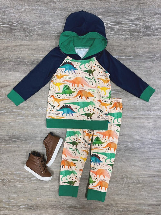 6 B9-17 Boys Dinosaur Hooded Outfits