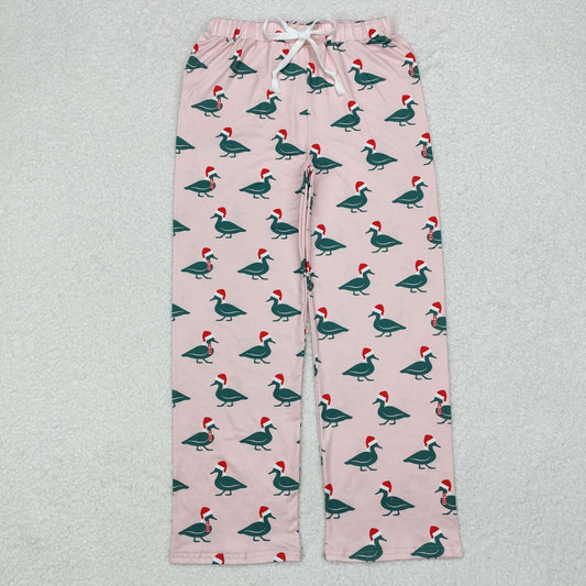 P0637 Adult Women Christmas Ducks Pocket Bottom Pants Pajamas