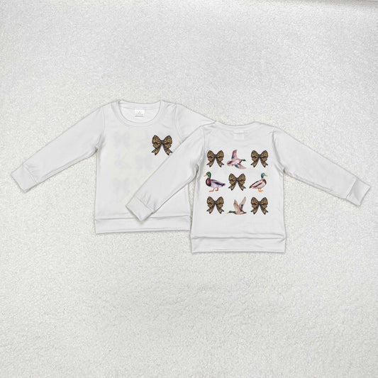 GT0759 Baby Girls Bows Ducks Hunting Long Sleeve Tops