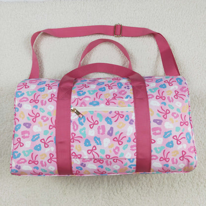 BA0320 Pink Leopard Bows Gym Bags 8.11