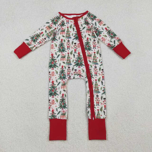Sibling Baby Boys Christmas Trees Soldiers Gifts Top Pants Pajamas Sets Zipper Footie Rompers C10.25