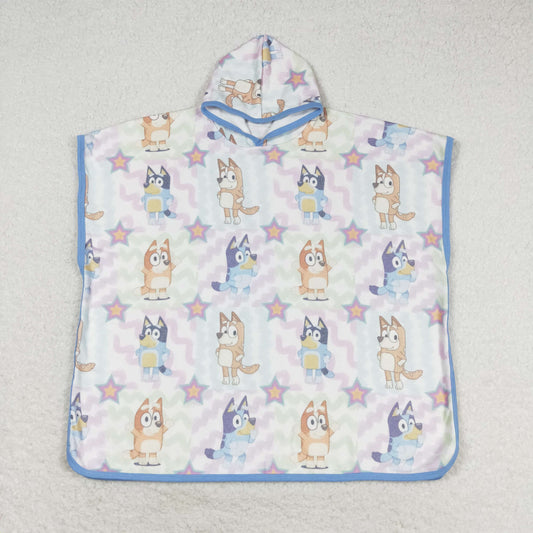 S0391 Cartoon dog Stars check hooded bathrobe