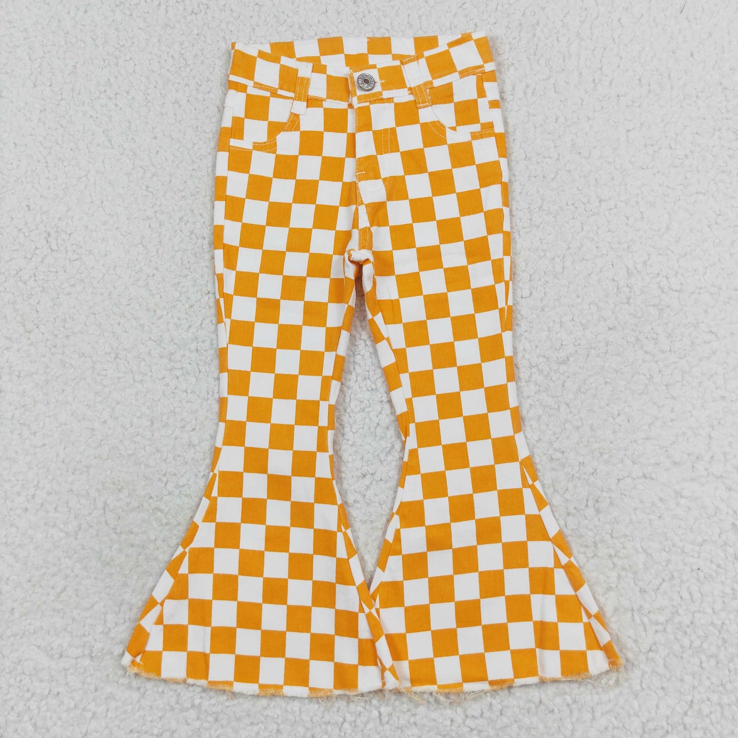 P0468 Orange plaid denim pants