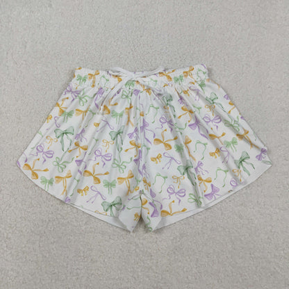SS0679 Adult Women Mardigras Bows Ruffle Yoga Shorts Bottoms C11.7