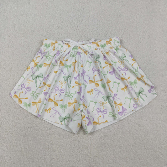SS0679 Adult Women Mardigras Bows Ruffle Yoga Shorts Bottoms C11.7