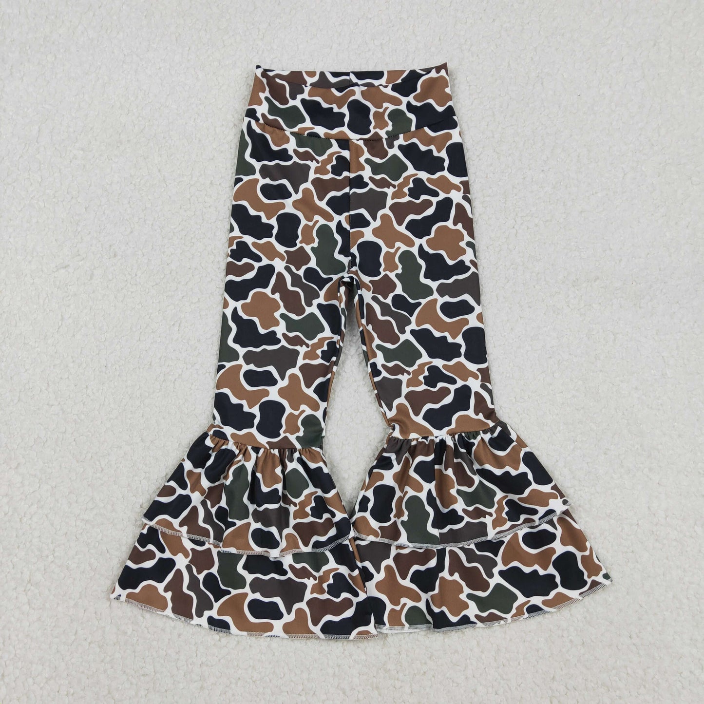 P0887 Baby Girls Dark Brown Camo Yoga Bell Bottom Pants C12.8