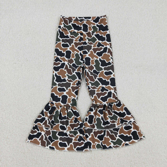 P0887 Baby Girls Dark Brown Camo Yoga Bell Bottom Pants C12.8