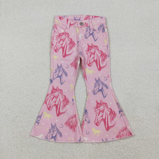 P0431 Baby Girls Pink Western Horse Denim Pants Jeans C10.15