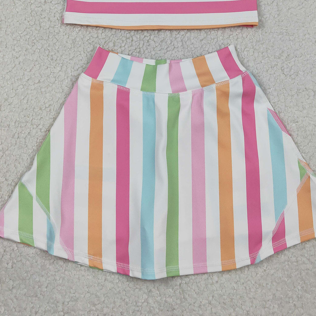 RTS GSD2348 Baby Girls Sleeveless Colorful Stripes Top Skort Yoga Active Sets