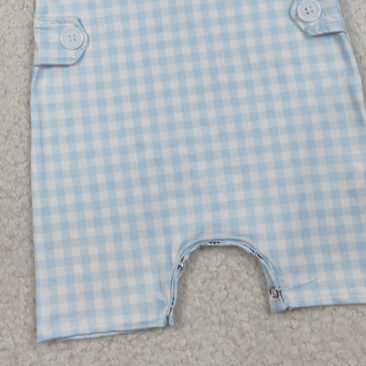 RTS SR3482 Smocked Little Dude Baby Boys Sleeveless Checked Rompers