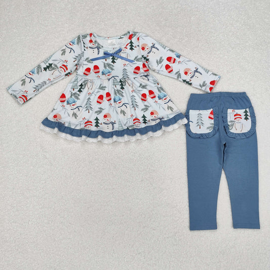 GLP1778 Baby Girls Christmas Snowman Tunic Legging Boutique Outfits Clothes Set