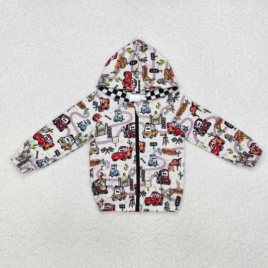 BT0889 Baby Boys Car Hooded Racing Zip Tops Cardigan