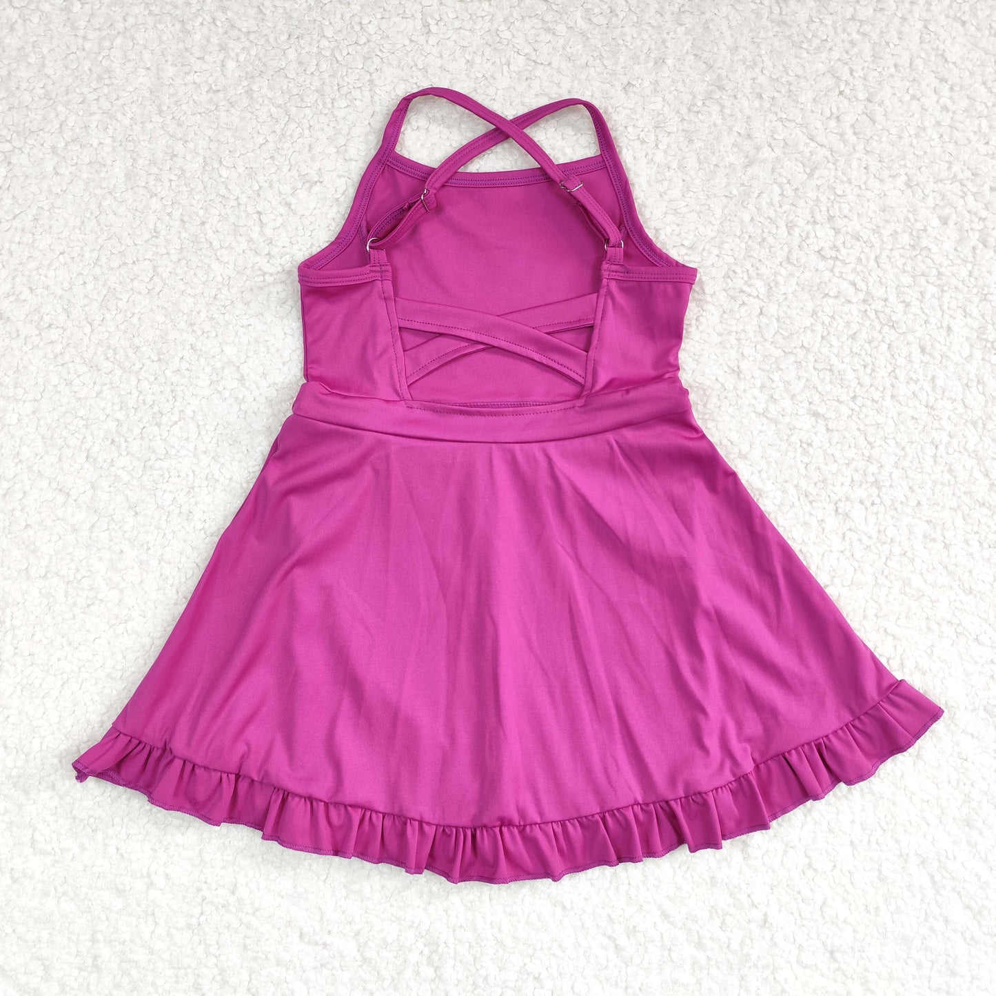 S0441 Solid color purple tracksuit swimsuit dress