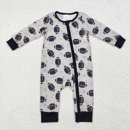 LR1435 Baby Infant Boys Football Bamboo Zip Romper