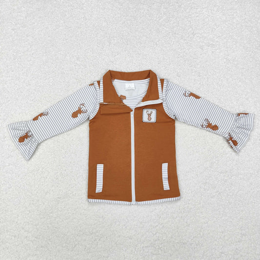 GT0739+BT0855 Baby Girls Deers Hunting Tops Vest 2pcs Set