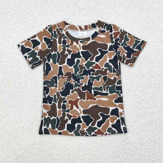 BT0905 Baby Boys Brown Camo Short Sleeve Tee Shirts Tops