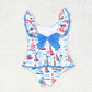 S0277 Sailing blue bow white one-piece swimsuit