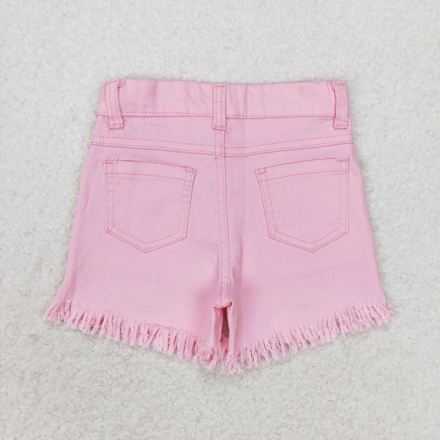 SS0230 Pink sequined denim shorts