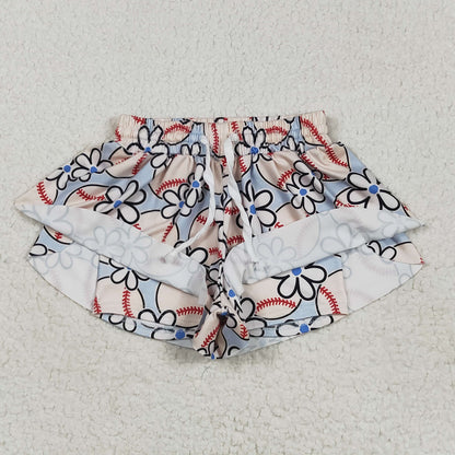 SS0581 Baby Girls Football Flowers Summer Shorts Bottoms  5.5