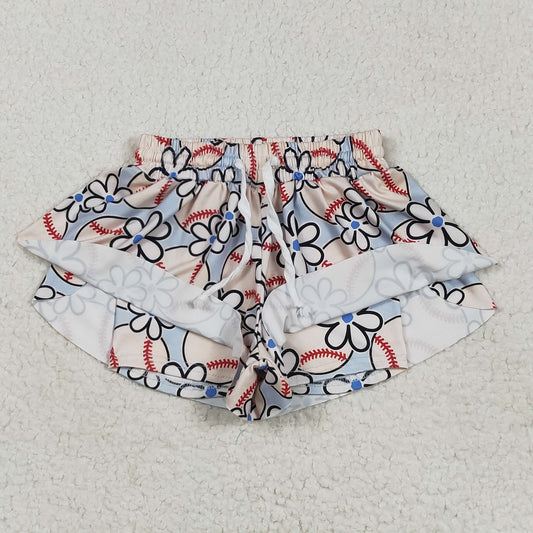 SS0581 Baby Girls Football Flowers Summer Shorts Bottoms  5.5