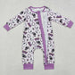 LR2038 Baby Infant Girls Pink Mardi Gras Zip Long Sleeve Romper