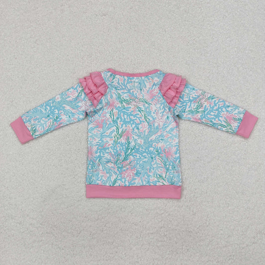 GT0763 Baby Girls Light Pink Seaweed Long Sleeve Tee Shirts Tops