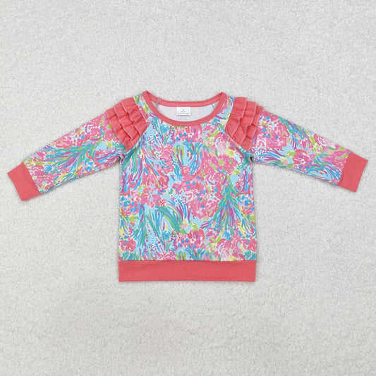 GT0766 Baby Girls Pink Seaweed Long Sleeve Tee Shirts Tops