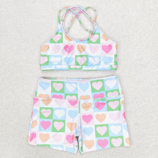 S0373 Colored love plaid swimsuit