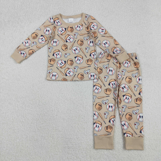 BLP1346 Baby Boys Smile Baseballs Top Pants Team Pajamas Set C11.12